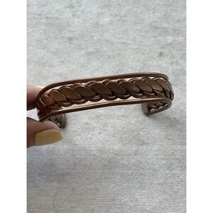 Vintage copper cuff bracelet Braided Center Design Estate Jewelry
